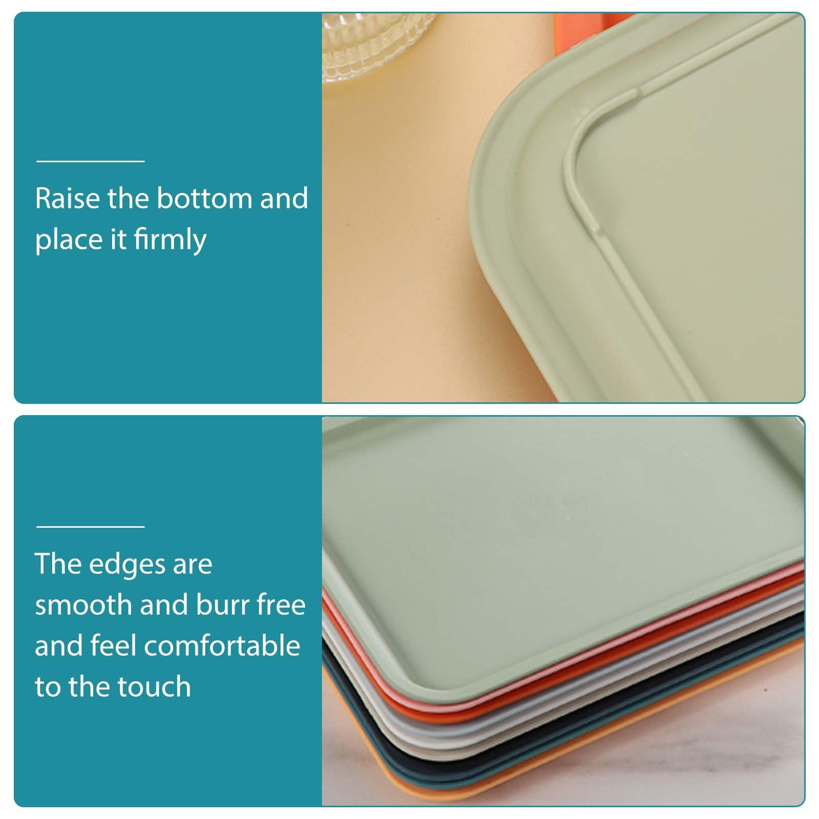 Confezione da 7 vassoi in plastica - 30,5 x 23 x 2 cm - Antiscivolo - Rettangolari - In plastica - Per cucina, sala da pranzo