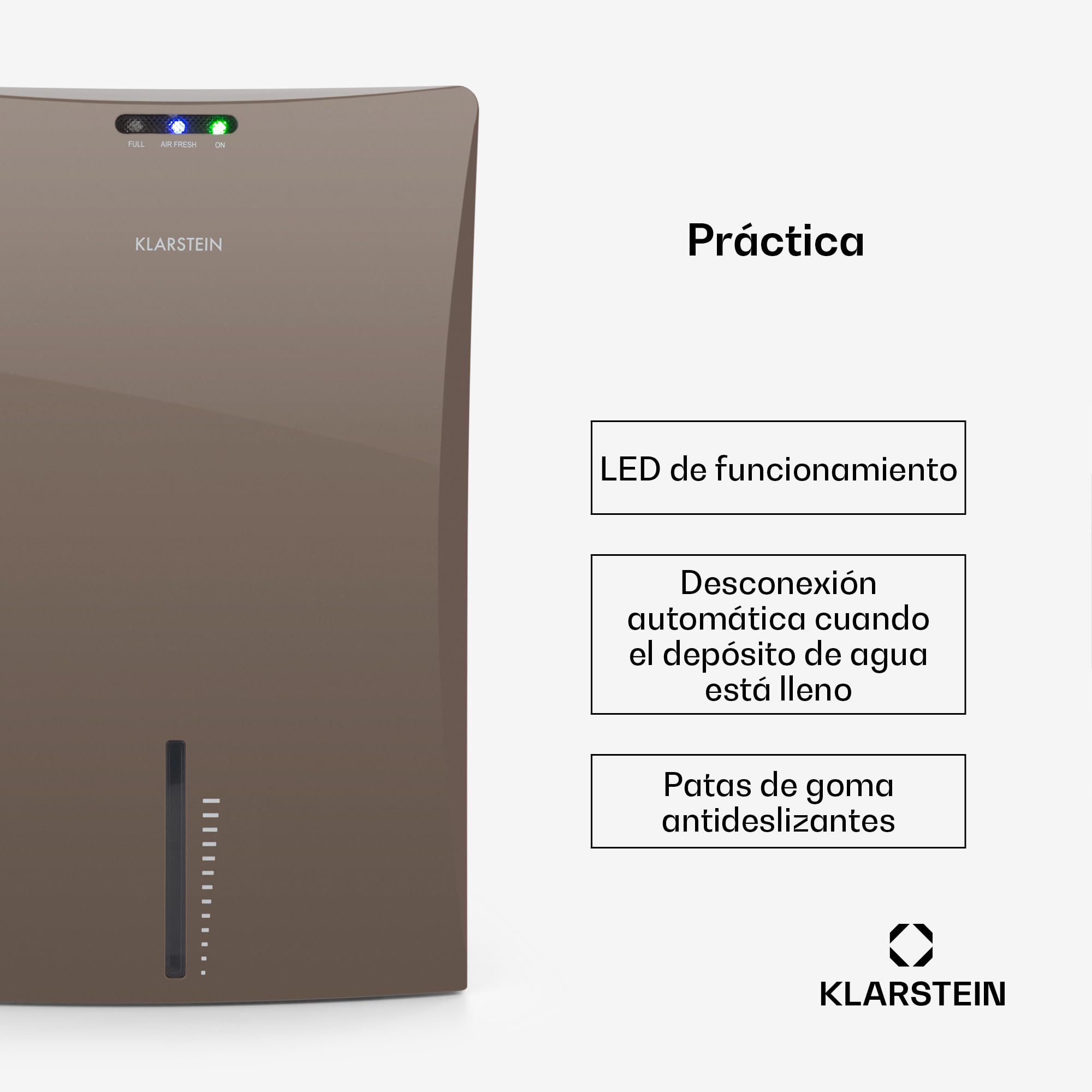 Klarstein Drybest 2000 2G Deshumidificador - Deshumidificador de ambiente 700 ml/día, 70 W de potencia, depósito de agua de 2 L, apagado automático, LED de funcionamiento, silencioso, gris
