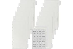 Transparent, 6-Hole A6 Personal Dividers for Planners and Binders (2 Clear Sets)