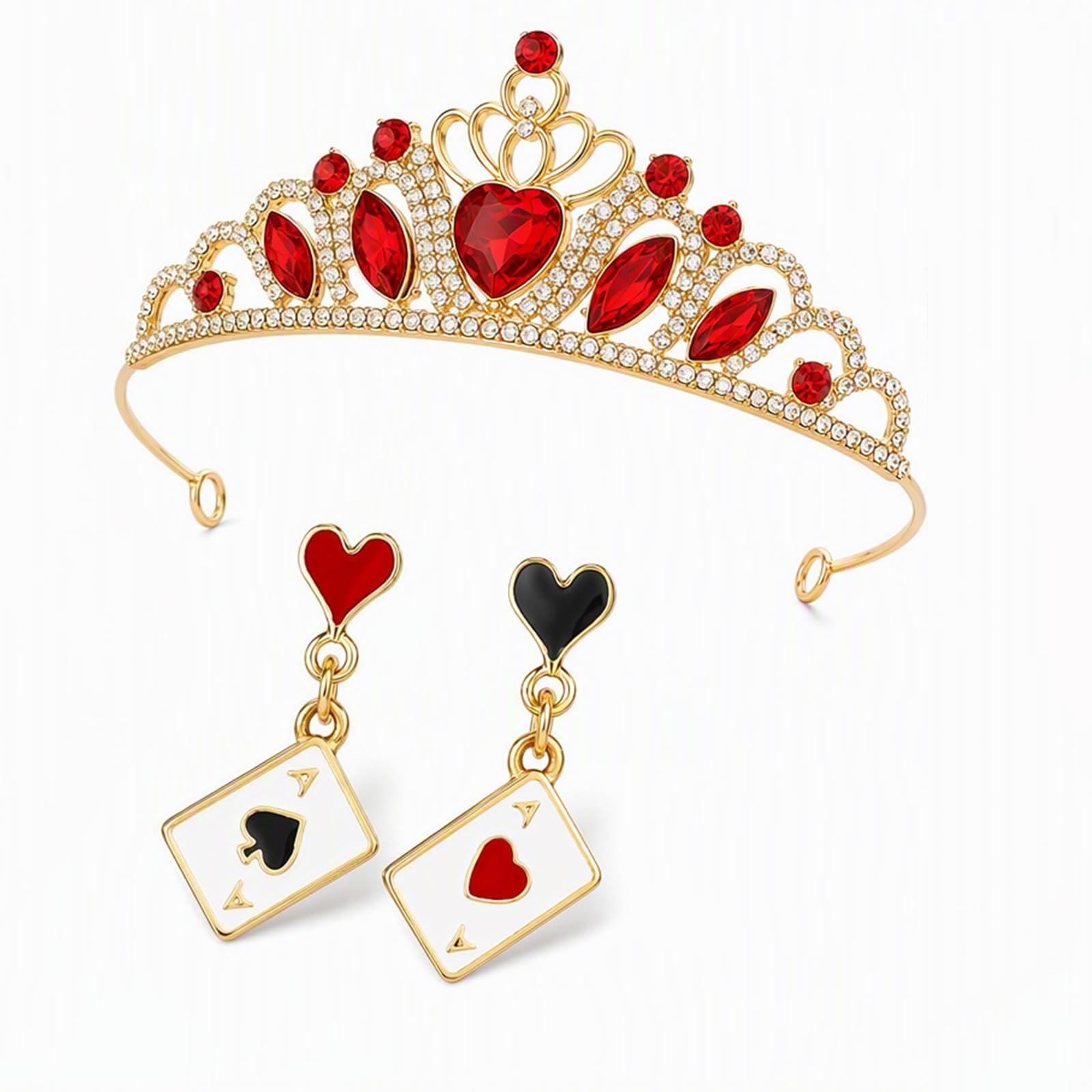 Red Crown Queen Crown 2-Piece Set: Queen Costume Accessories for Cosplay