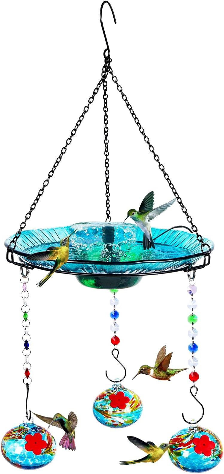 Parasol Blown Glass Hummingbird Feeder CHANDELIER 3