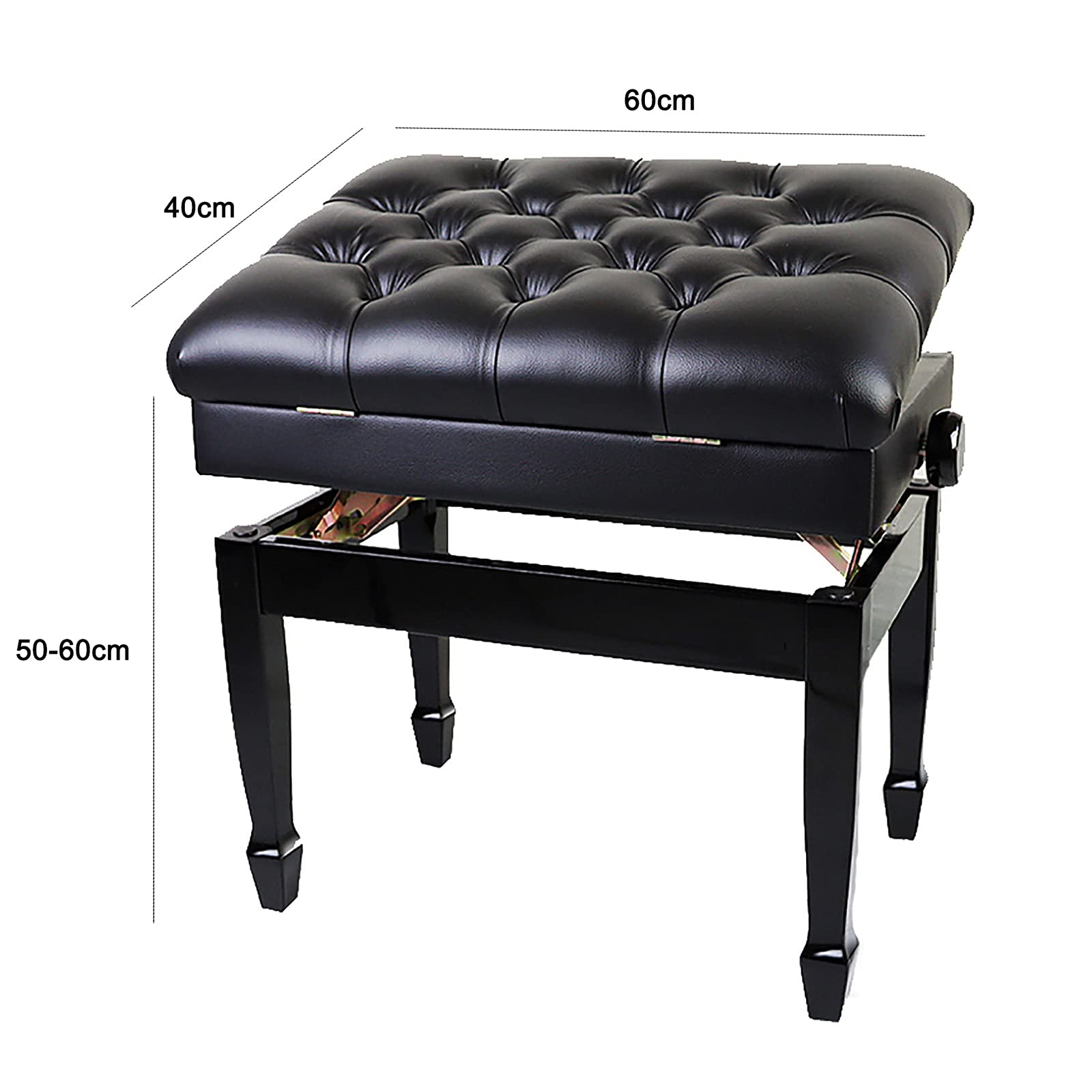 Panca per Pianoforte in Pelle, Panca per Pianoforte Deluxe con Scomparto per La Musica, Sgabello per Pianoforte Regolabile in Altezza, Comodo Cuscino Allargato,Black