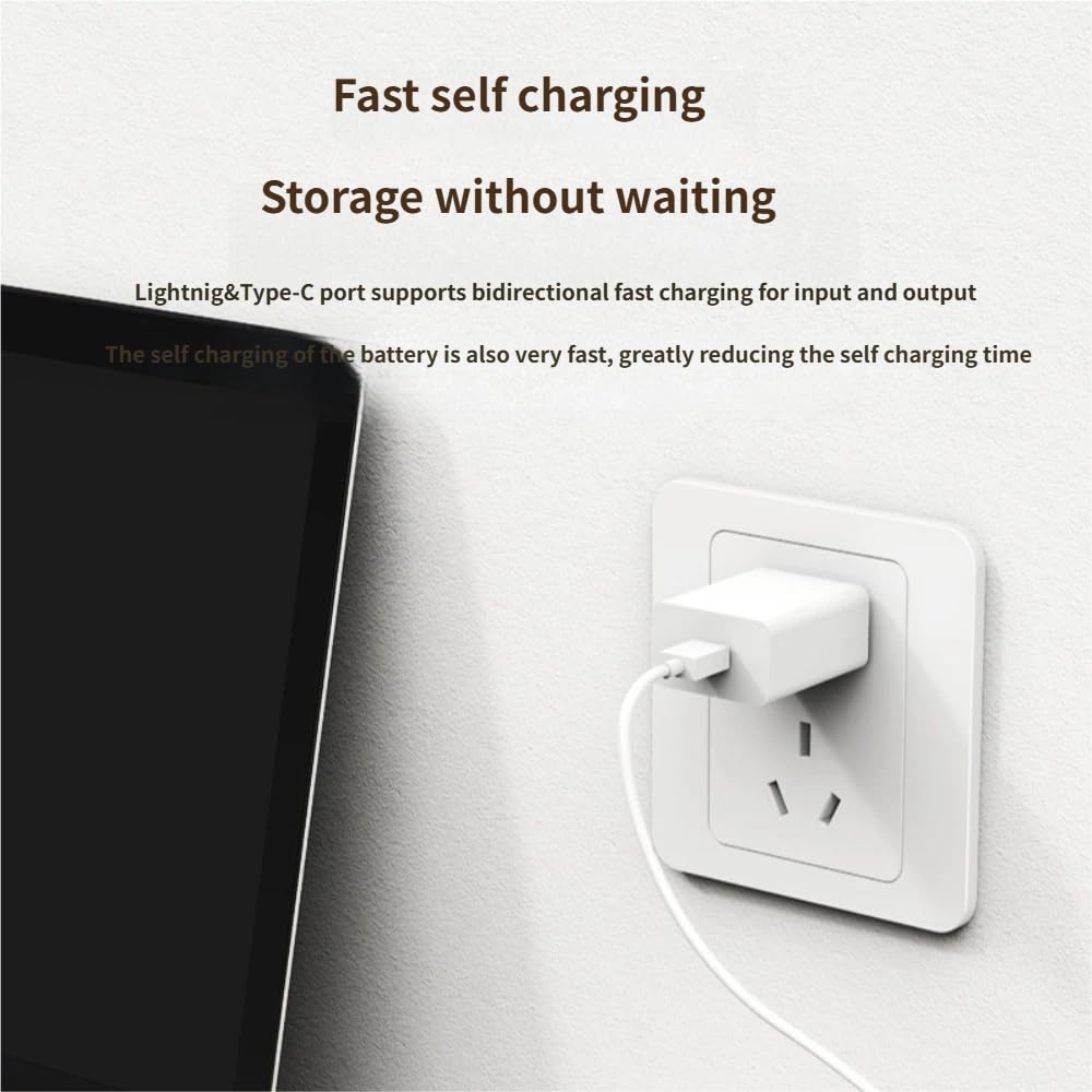 Power Bank portatile, 10000 mAh, ricarica rapida da 22,5 W, cavo USB-C integrato, design compatto mini
