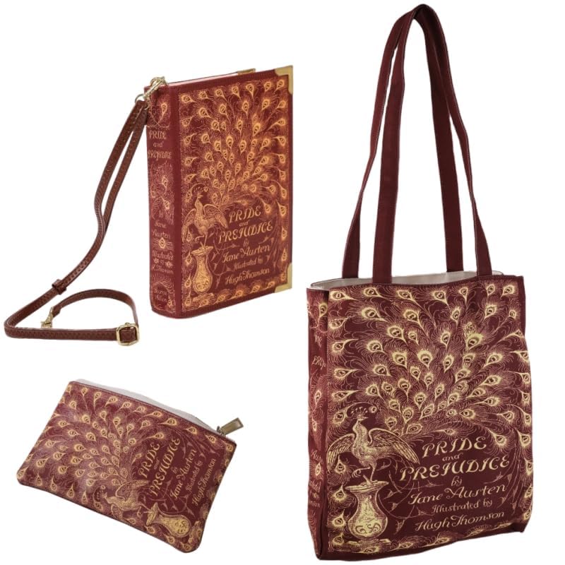 CITIANBEITI Literary Themed Bag Collection - Pride and Prejudice | RED Set | Stylish & Unique Tote, Clutch, and Crossbody Bags | Perfect for Book Lovers&Literature Enthusiasts