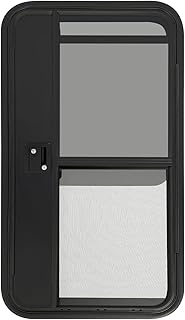 RV Entry Door,Black Aluminum Alloy Teardrop Trailer Door with Tempered Glass,Left Driver/Right Passenger Side Replacement Entrance Door for RVs Campers (Right Passenger Side, 23''Wx44''H)