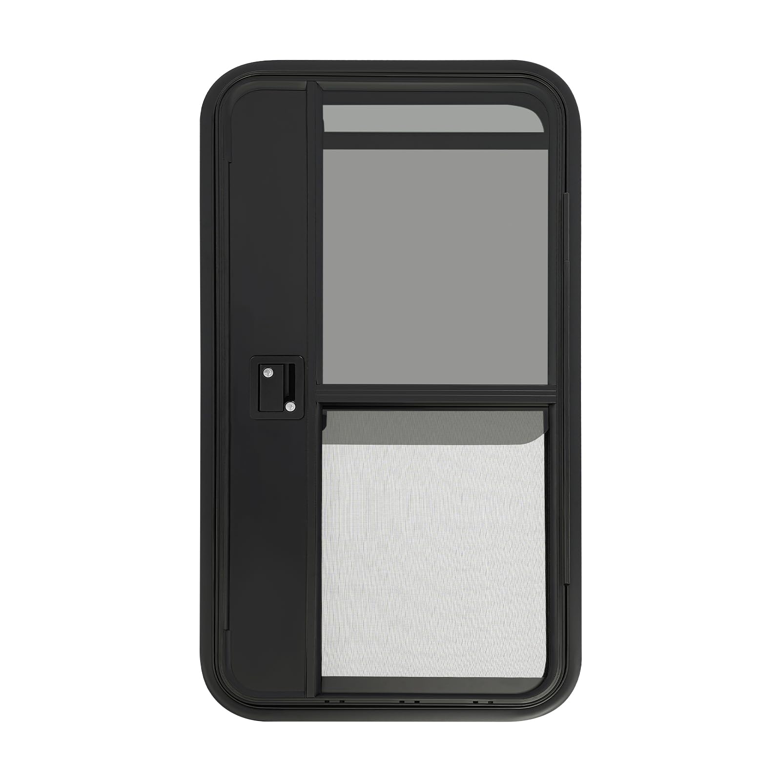 23"x44" RV Entry Door, Black Aluminum Alloy Teardrop Trailer Door with Tempered Glass, Universal Fit for RVs, Campers, Horse Trailers, Cargo Trailers (Right, 23"x44")