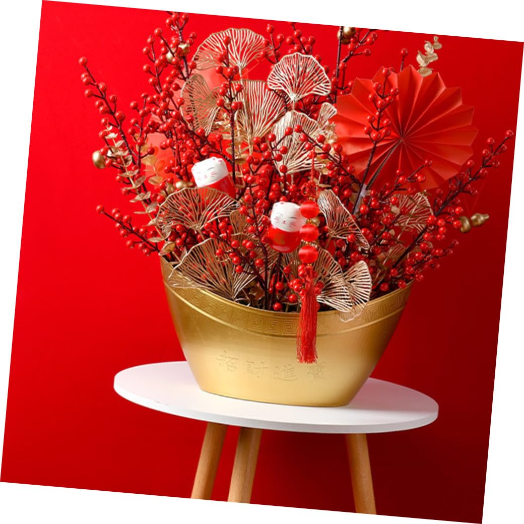 Eleganter Goldener Ingot Form Geschenkbox Eimer für Neujahrsdekoration Multifunktionaler Behälter für Blumen Früchte Süßigkeiten Kompakter Aufbewahrungskorb für Zuhause und Party