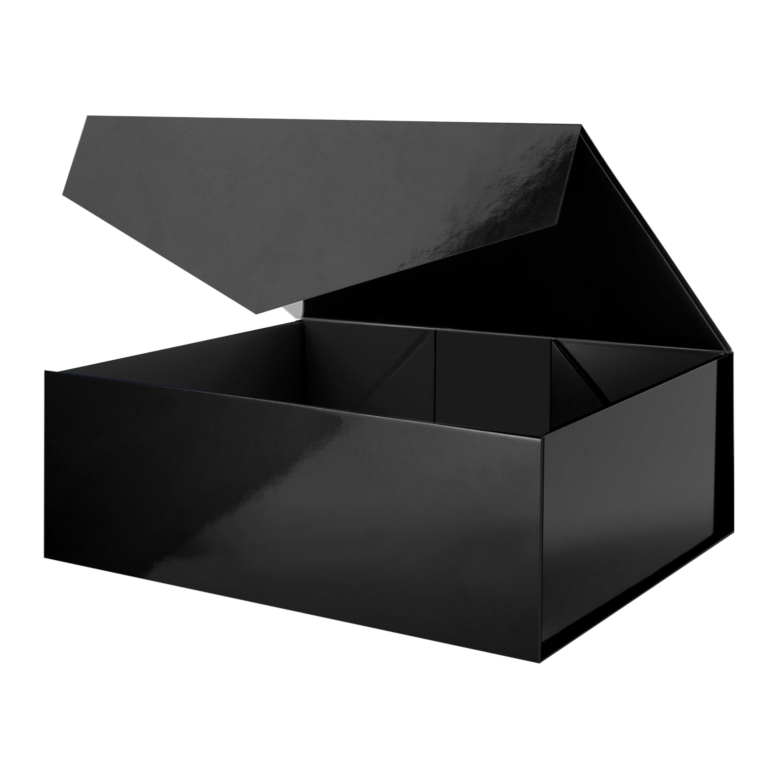 19.2x15.8x7 inches, extra large gift box with lid, groomsman proposal box with magnetic closure, giant gift box for clothes and large gifts (glossy black)