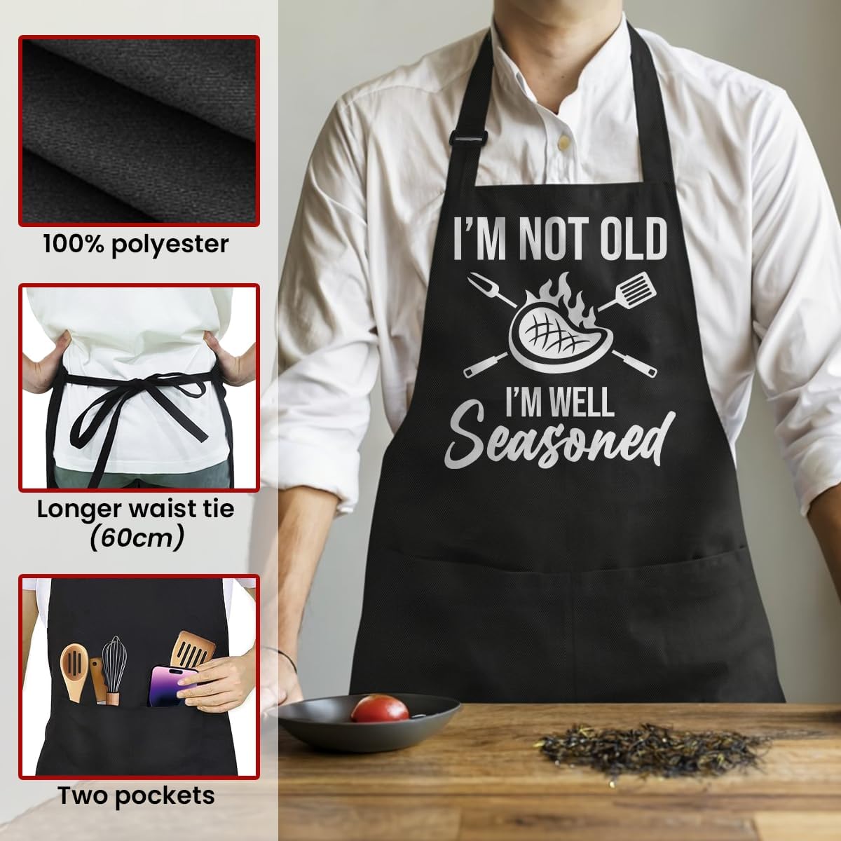 SANDJEST Funny Apron for Dad - Birthday Father’s Day Cooking Grilling Gifts for Mens - Image 2