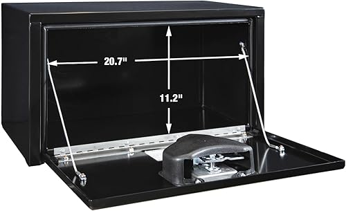 Vista 63 de Buyers Products 1704305 - Caja de acero negro para debajo de la carrocería con cierre de asa en T bloqueable, 24 x 24 x 36 pulgadas, fabricada