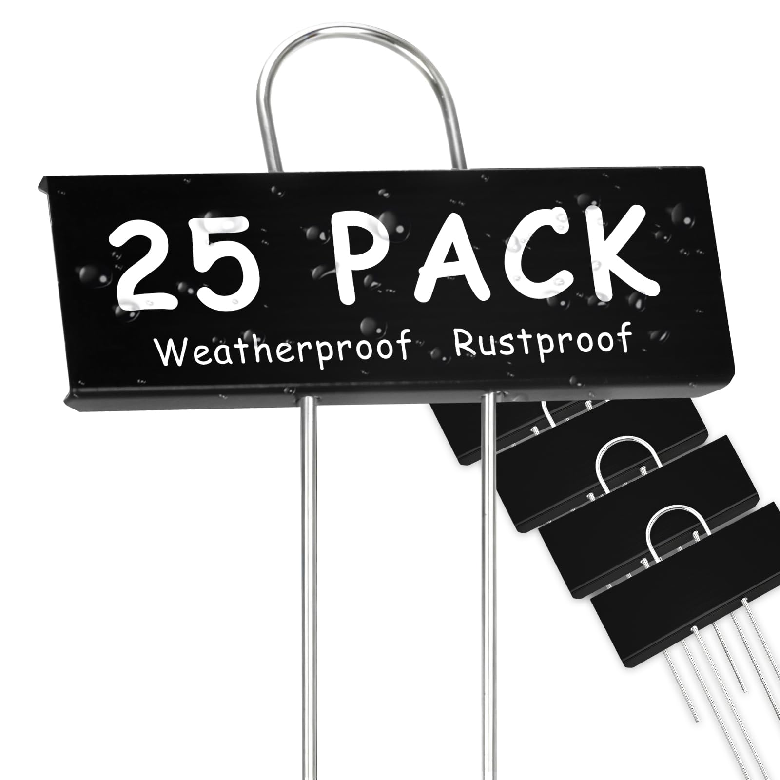 KINGLAKE 25 Pcs 27cm Tall Metal Plant Labels, Black Metal Garden Tags Markers Outdoor Plant Signs for Vegetables Flowers Herbs Potted Plants