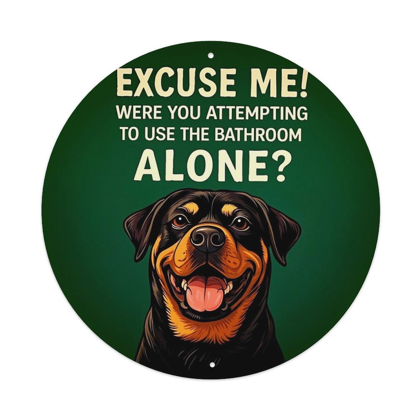 Funny Dog Bathroom Humor Print Vintage Metal Tin Sign Retro Wall Decor for Home Bar Garage Cafe, Indoor & Outdoor Decorative，circle Metal Poster, 8x8 Inch