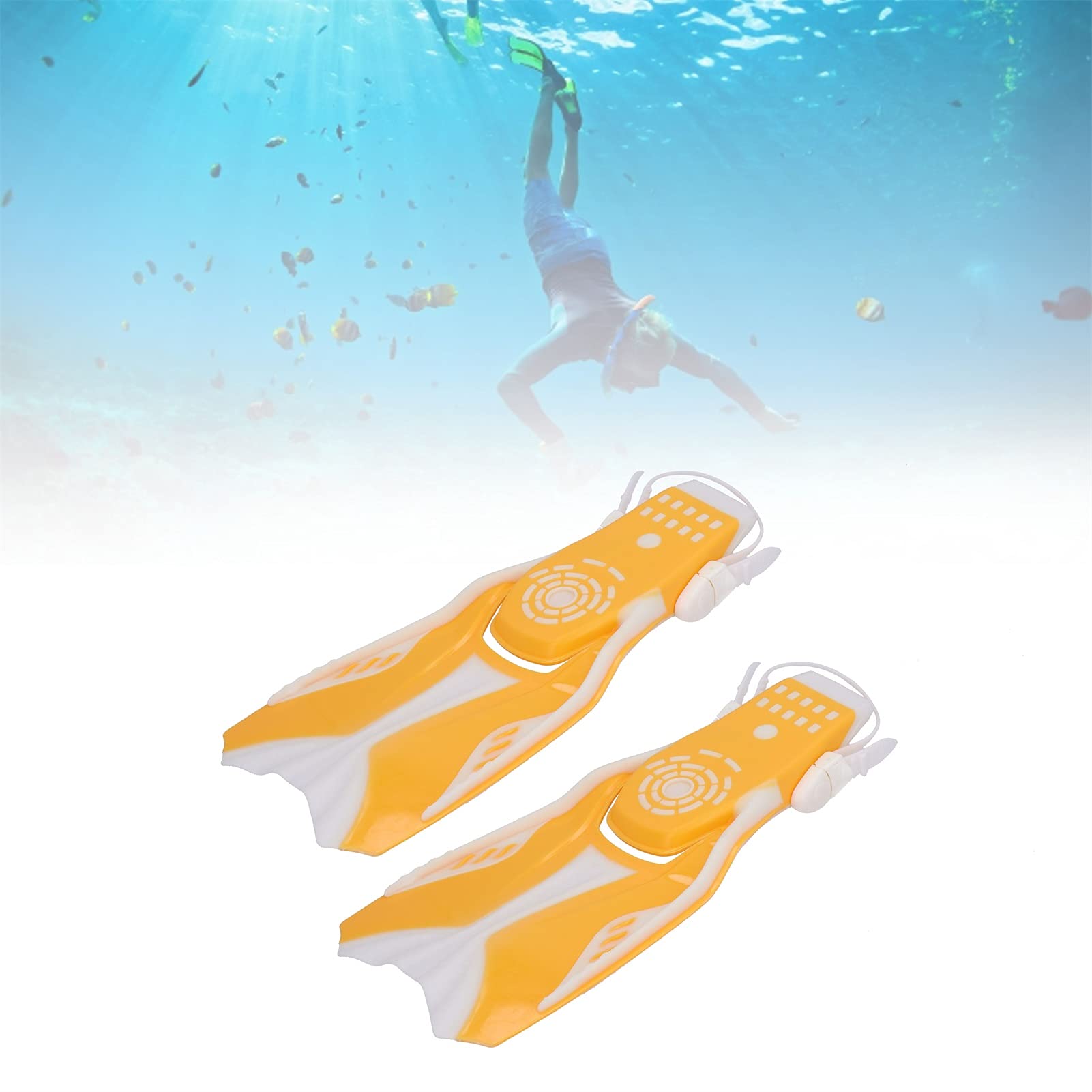 Aletas de Snorkel de Hoja Larga con diseño de talón Abierto para Uso en el océano y la Piscina, cómodas Aletas de natación Ajustables con Orificios de Drenaje para una