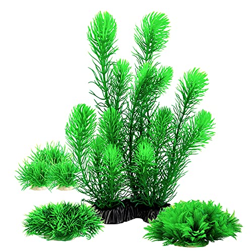 CousDUoBe Aquariums Decorations Plants, Artificial Plastic Plant, Lifelike Various Sizes Simulation Plastic Plants(Green, 6pcs)