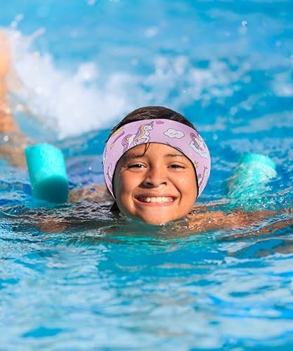 Miniatura 6 de MoKo Diadema de natación para niños y adultos, bonita diadema para nadadores de 3 a 9 años, banda de protección impermeable para los oídos (tamaño S