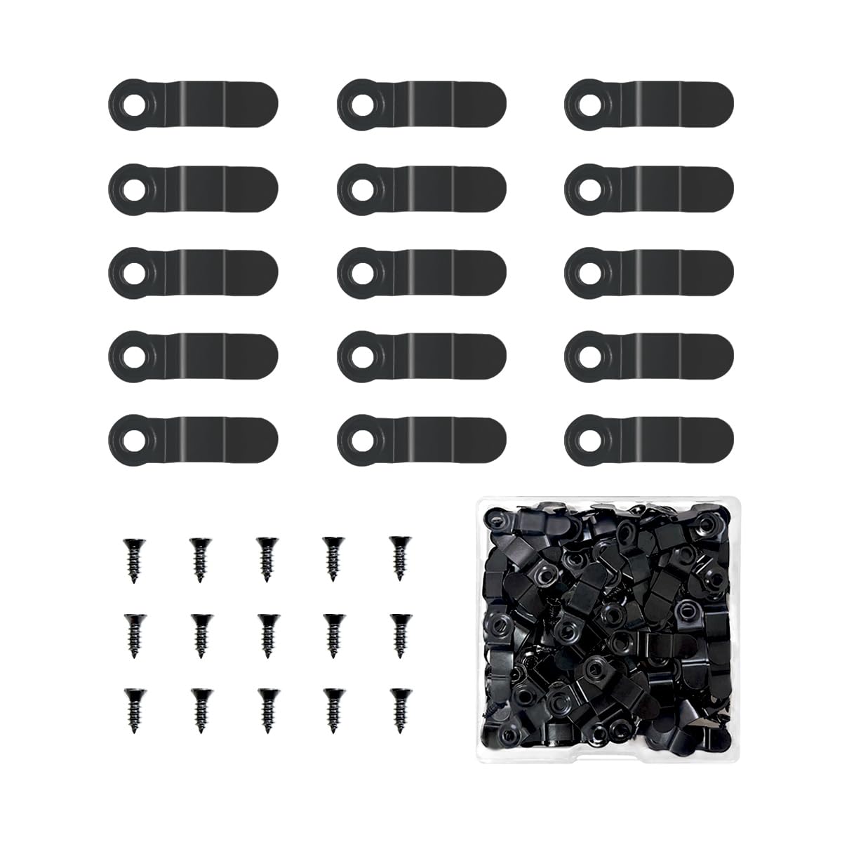 Photo 1 of 100 Pieces Metal Picture Frame Turn Buttons Fasteners with 100 Pieces Screws, Turn Button Fasteners Photo Frame Hardware, Black Turn Buttons for Picture Frames