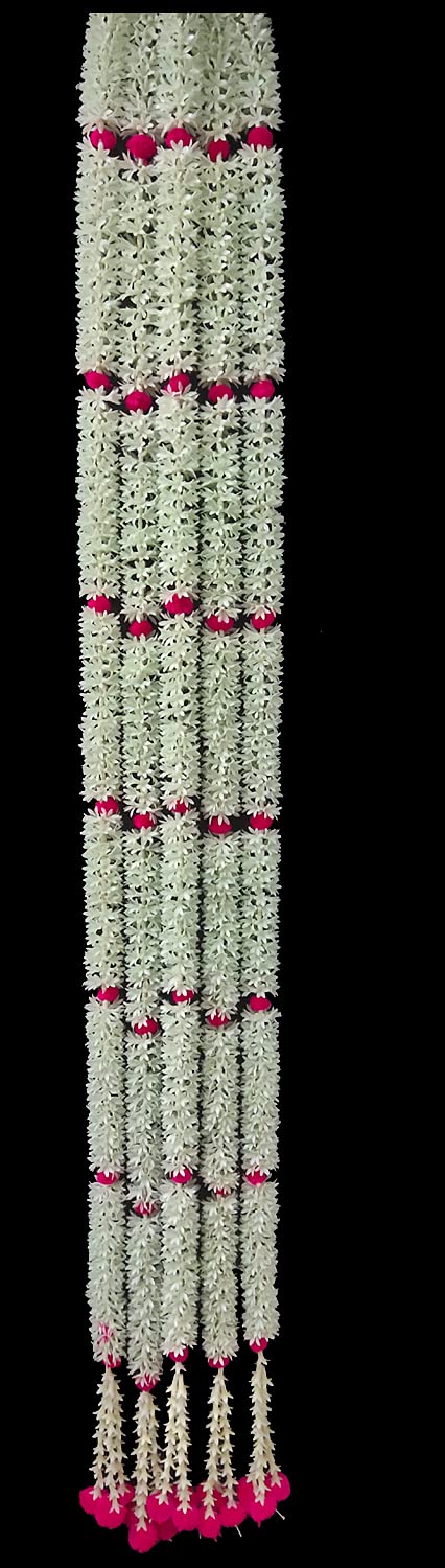 3A FEATURETAIL 5ft Artificial Jasmine/Chameli with Pom Pom Garland String, Jasmine Toran for Decoration (4pc Set, Jasmine White & Pink Pompom) (B09G8LTRNT) Amazon Price History, Amazon Price Tracker