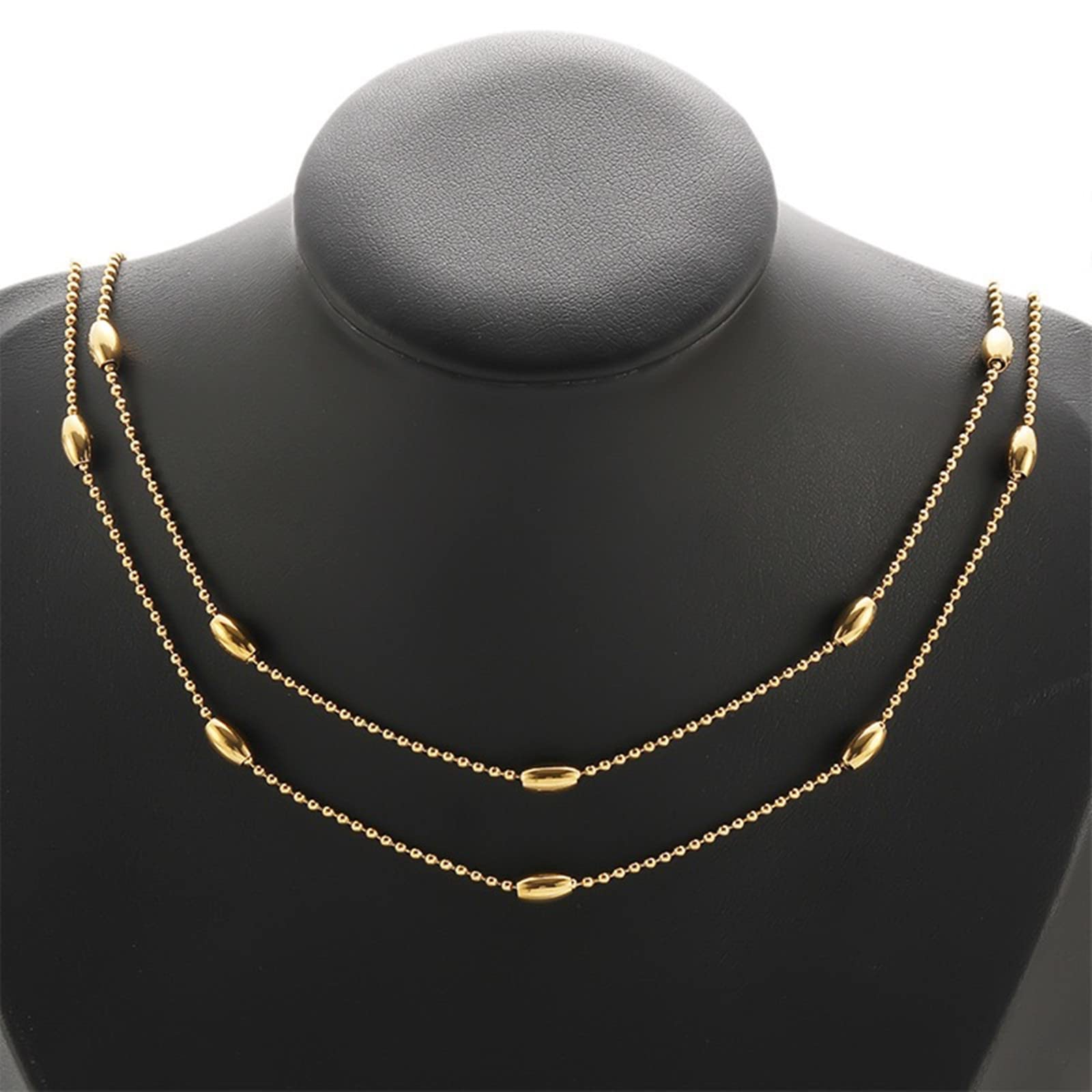 Catena sottile in acciaio inossidabile con catena a maglie intrecciate, lunghezza 4 mm, catenina con perline satellitari, 4 mm, con bobina per gioielli fai da te