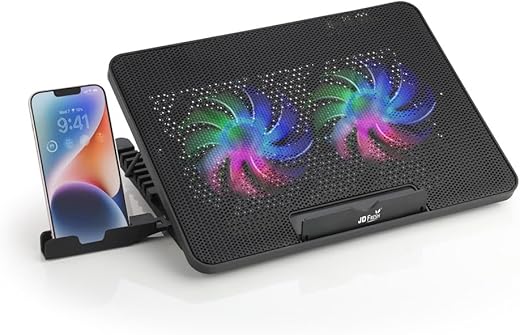 JD FRESH Laptop Cooling Pad with Mobile Stand and Two Big Quiet Cooling Fan/Laptop Cooler Stand with 7 Height Adjustable for Laptop Suitable