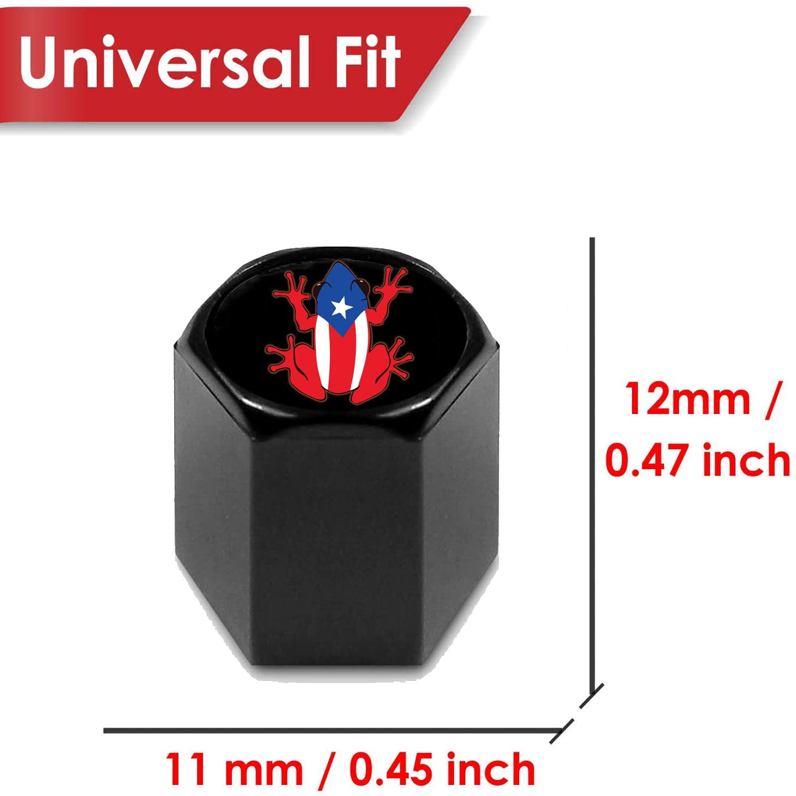 4pcs Tire Valve Stem Caps Compatible with Coqui Frog Boricua Puerto Rico Rican Stem Cap Universal Car Air — view 3