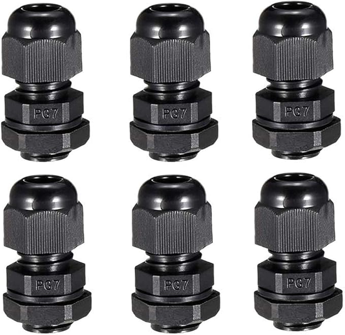 YXQ PG7 Gland Joints Gasket for 36.5mm Adjustable Waterproof Cable Lock Nut Connector Black 6
