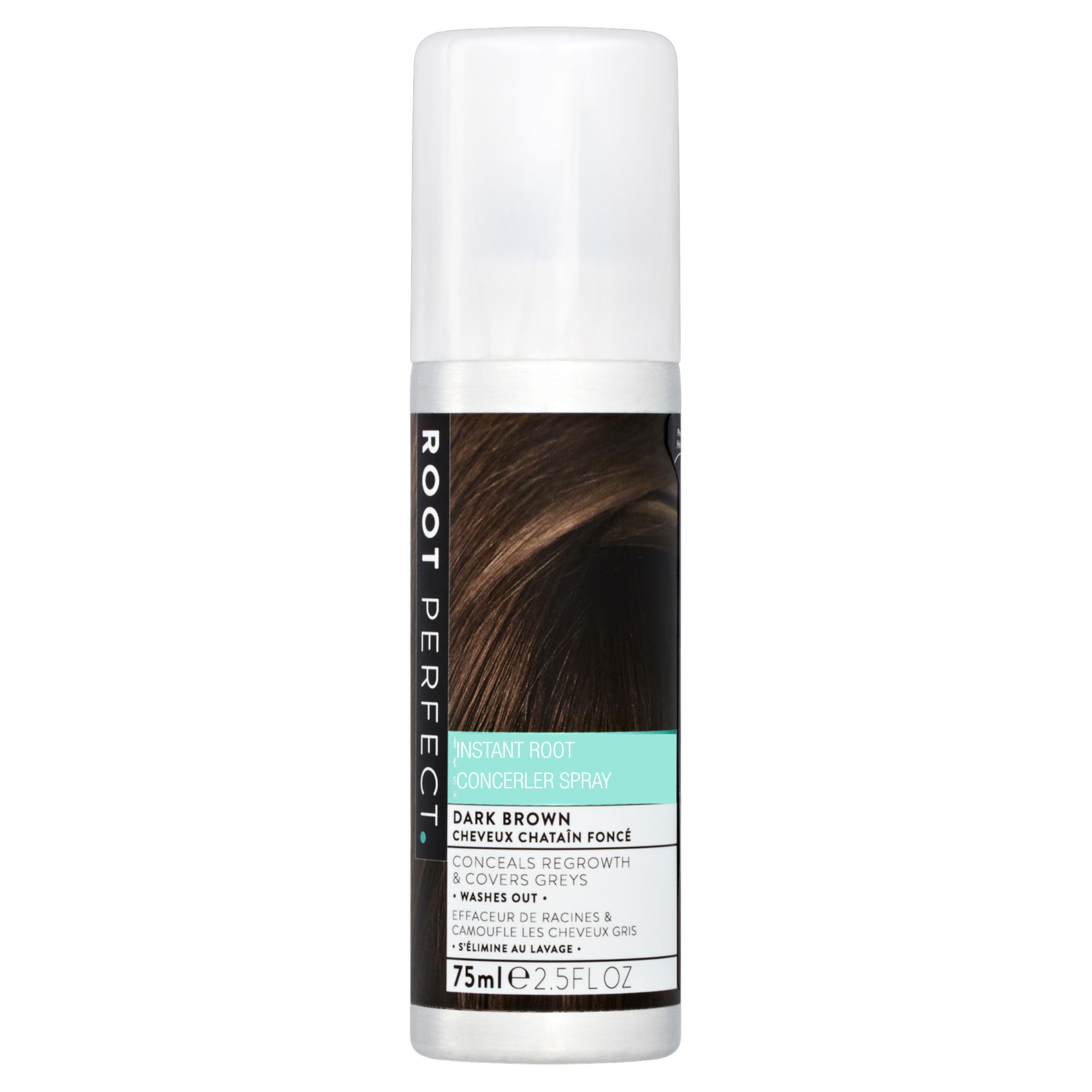 ROOT PERFECT Root Touch Up Spray – Dark Brown, Instant Root Concealer for Grey Coverage, Temporary Hair Colour Spray, Quick-Dry, Hair Disguise Solution, 75ml