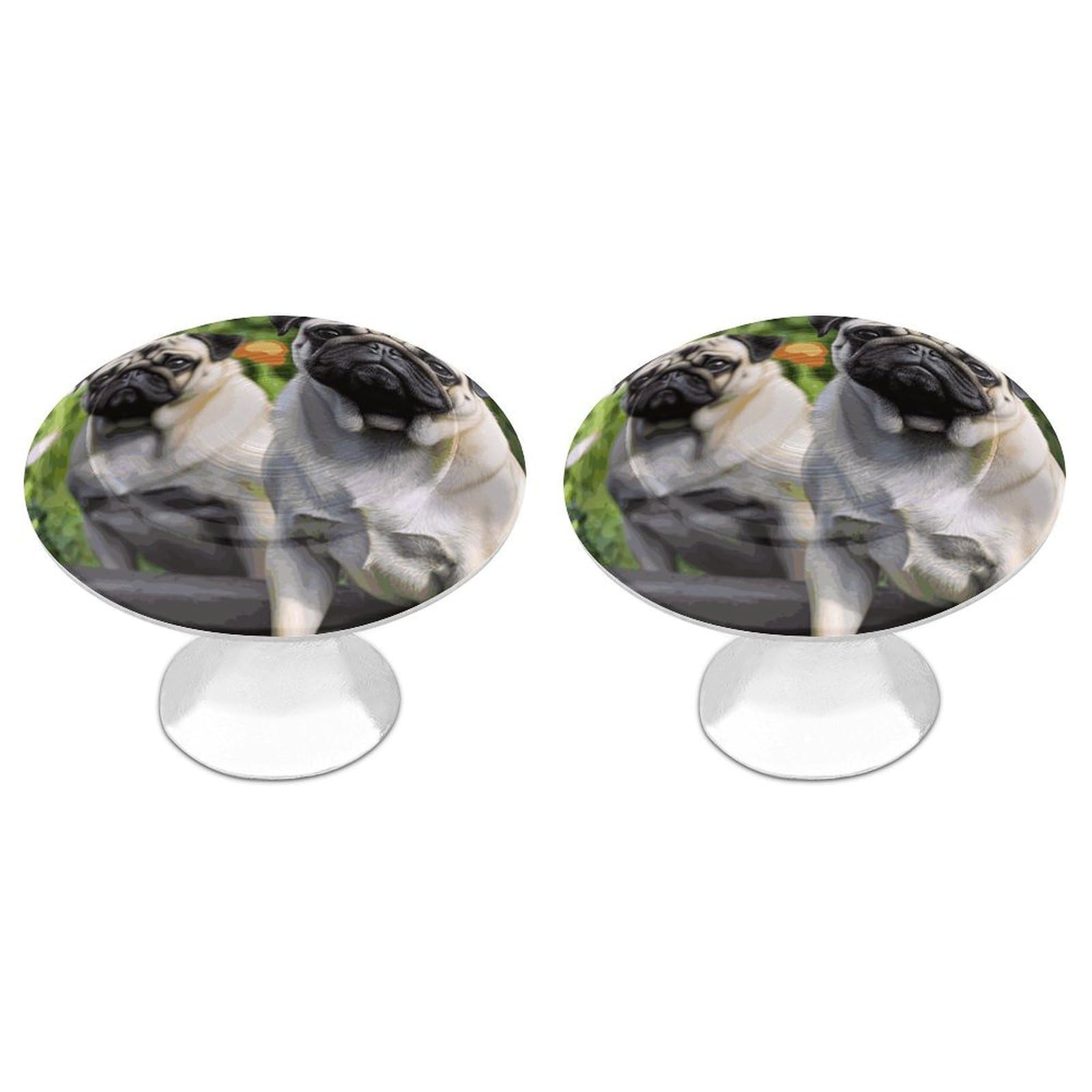 FekiLoot Pugs in The Garden Cabinet Knobs 2 Pack Stainless Steel Round Dresser Drawer Knobs Kitchen Drawer Hardware Dresser Knob Closet Door Pulls Cabinet Handles for Cupboard Drawer Pulls