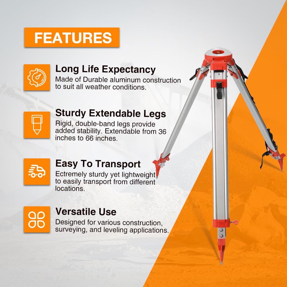 Surveying Tripod Aluminum Survey Tripod With 58-Inch 11-Threaded Flat Head Quick Clamp for Total Station Theodolite Auto level AT10 product thumbnail 6