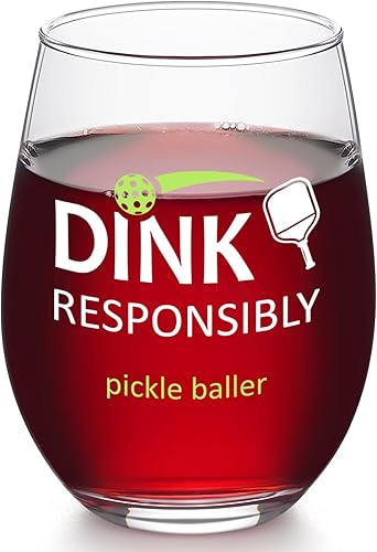Futtumy Dink - Copa de vino sin tallo, regalos divertidos de pickleball para mujeres, amigas, amantes del pickleball compañeras de trabajo, regalo