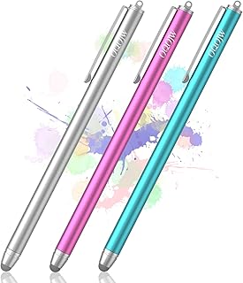 Stylus Pens for Touch Screens (3 Pack), Fiber Tips & High Sensitivity Universal Stylus Pen, Compatible with iPad/iPhone/Android/Tablets and Other Capacitive Touch Screens Devices (Grey/Blue/red)