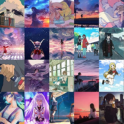 Image of Elaaj | Anime girls Aesthetic Wall Collage Kit||SET OF 60 Pastel Aesthetic Posters |Self Adhesive | Size 4x6 inches |A6| HD Print Quality | Glossy Finish| Room Decor | bedroom | Collage Kit.