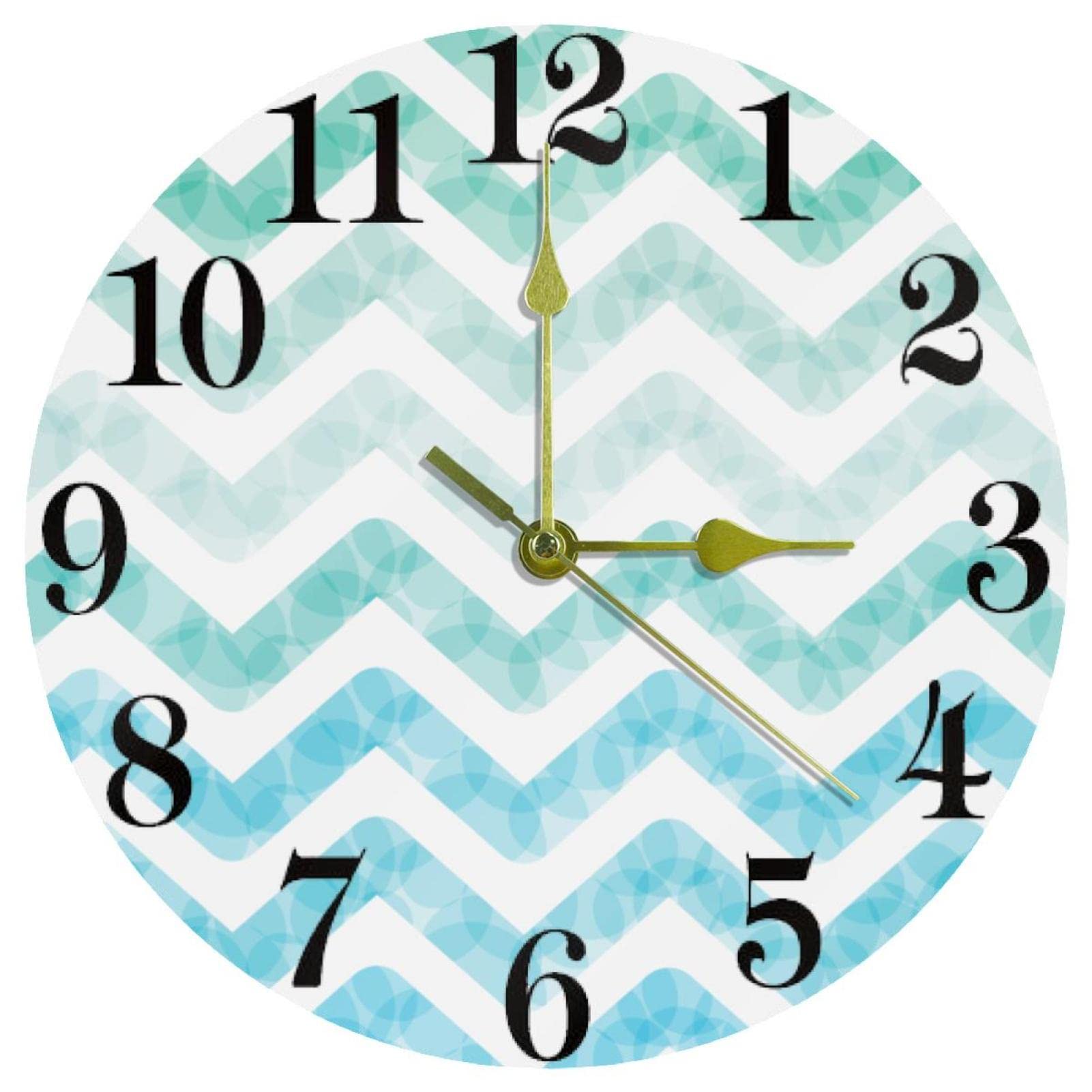 Horloge murale triangulaire ondulée de 25,4 cm silencieuse à pile pour salon