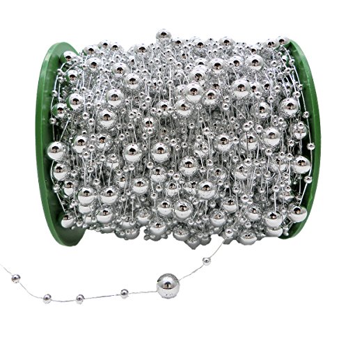 BoJia 60meter/200ft 8+3mm Round Crystal Beads for DIY Accessories Electroplating Wedding Garland,Decorate Your Christmas Tree，DIY Clothing DIY Bracelet (Silver)