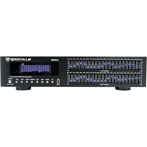 Rockville REQ42-B Black 19" Rack Mount 2 x 21 Band Equalizer