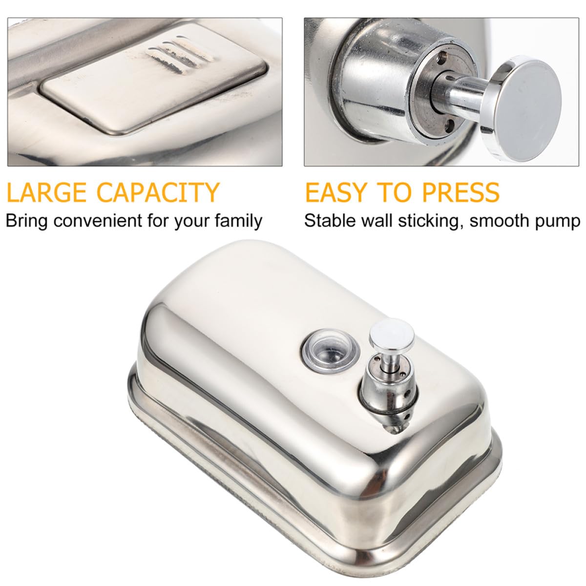 Dispensador de Jabón para Pared de Ducha de Acero Inoxidable Bomba y Gran Capacidad de 1000 Ml, Diseño Moderno para Restaurantes y Escuelas