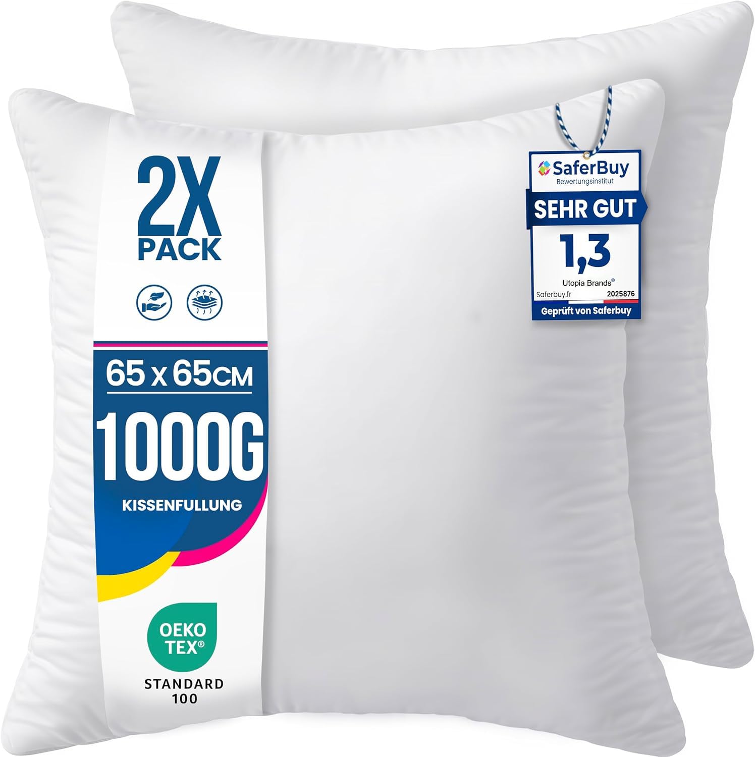 Utopia Bedding Kissenfüllung 65x65 2er Set Innenkissen Kissen Sofakissen