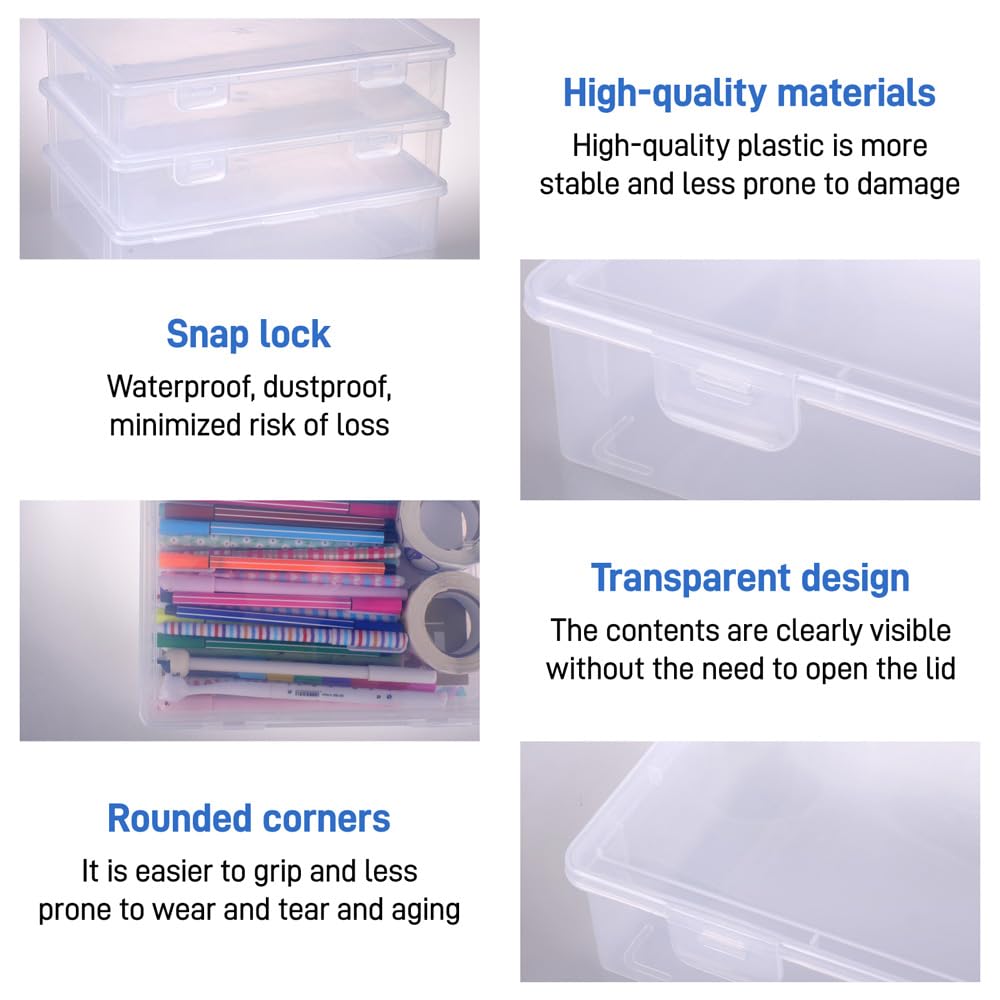 Boîte à Crayons Empilables Transparentes 3 Pièces Boite Rangement Feutre en Plastique Rangement Stylo Bureau Transparent Boîte de Rangement Crayon de Couleur pour Ranger Crayons, Pinceaux