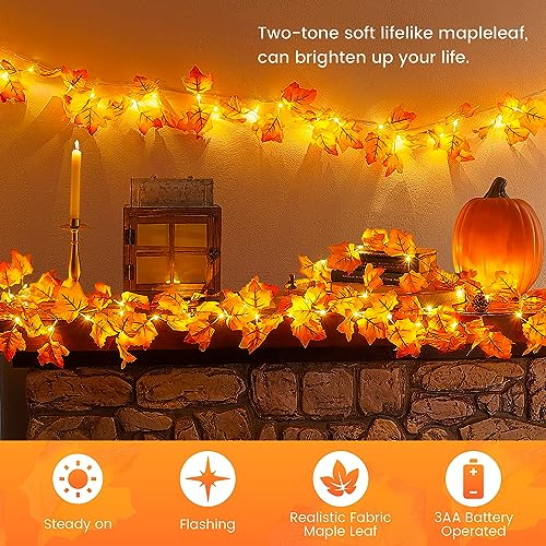 Hopolon-2Pack-Fall-Decorations-for-HomeThanksgiving-Lighted-Fall-GarlandTotal-20Ft-40LED-Maple-Leaves-String-LightsBattery-Operated-Fall-Lights-for-Indoor-Halloween-Home-Autumn-Harvest-Decor Hopolon 2Pack Fall Decorations for HomeThanksgiving Lighted Fall GarlandTotal 20Ft 40LED Maple Leaves String LightsBattery Operated Fall Lights for Indoor Halloween Home Autumn Harvest Decor
