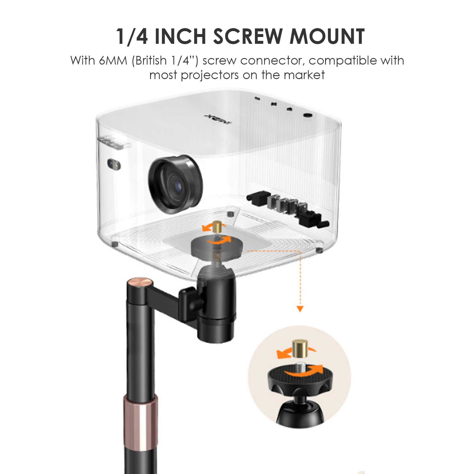 Yunseity Projector Stand, 27.56 to 47.24in Adjustable Height, 1/4in Invisible Projector Floor Stand, Hide Use, 360° Swivel - Image 3