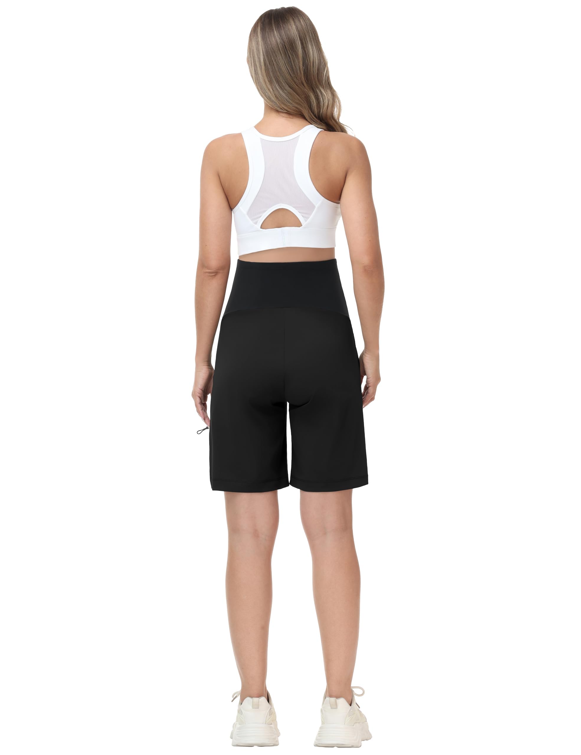 Pantalones Cortos de Maternidad con Soporte Abdominal de Secado Rápido con Bolsillos con Cremallera para Verano Senderismo y Running