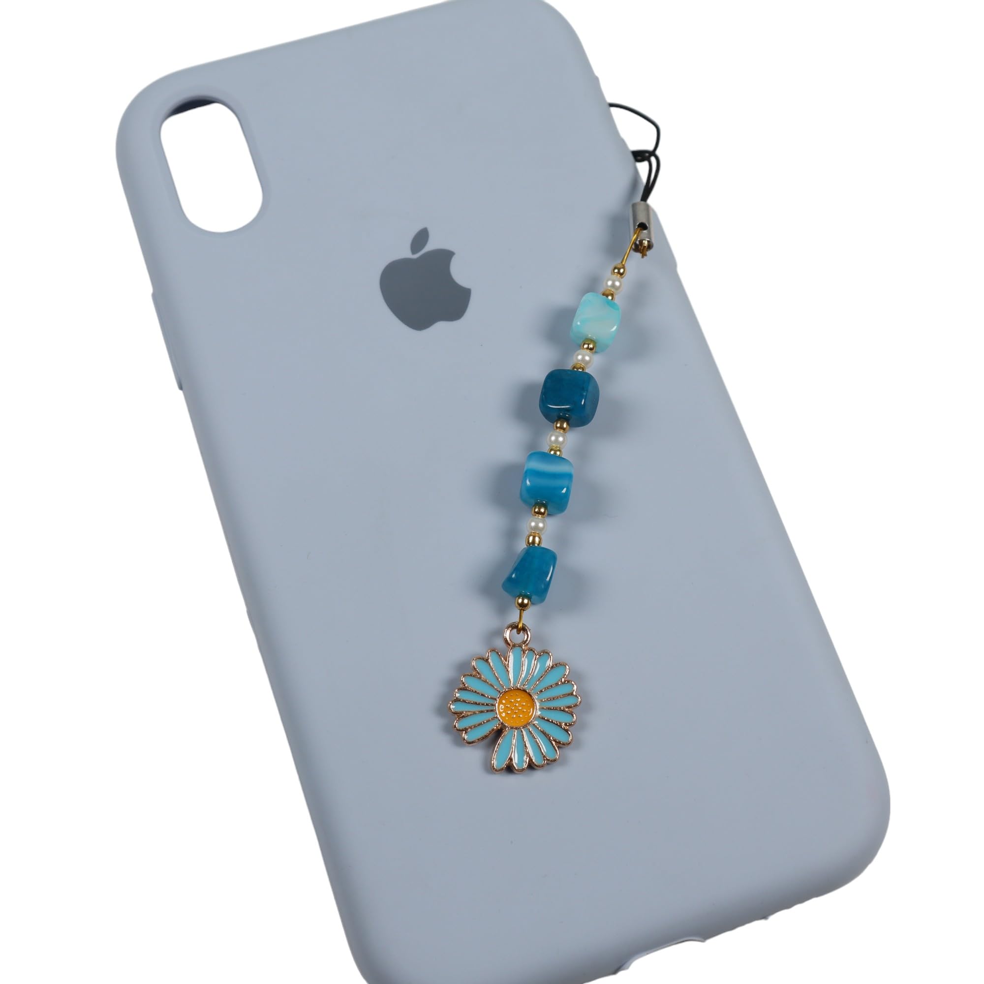 Phone charm, Hand Made with Beads and Colorfull Daisy Charm