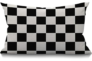 Smooffly Checkerboard Throw Pillow Covers: Geometric Plaid Pattern in Black and White