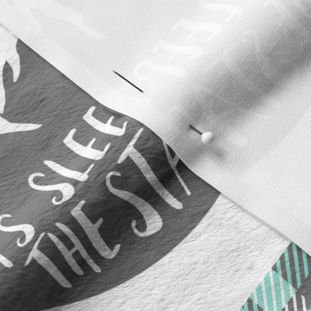 Spoonflower Fabric - Adventure Moose Woodland Patchwork Plaid Light Teal Quilt Top Elk Printed on Minky Fabric by The Yard - Sewing Baby Blankets Quilt Backing Plush