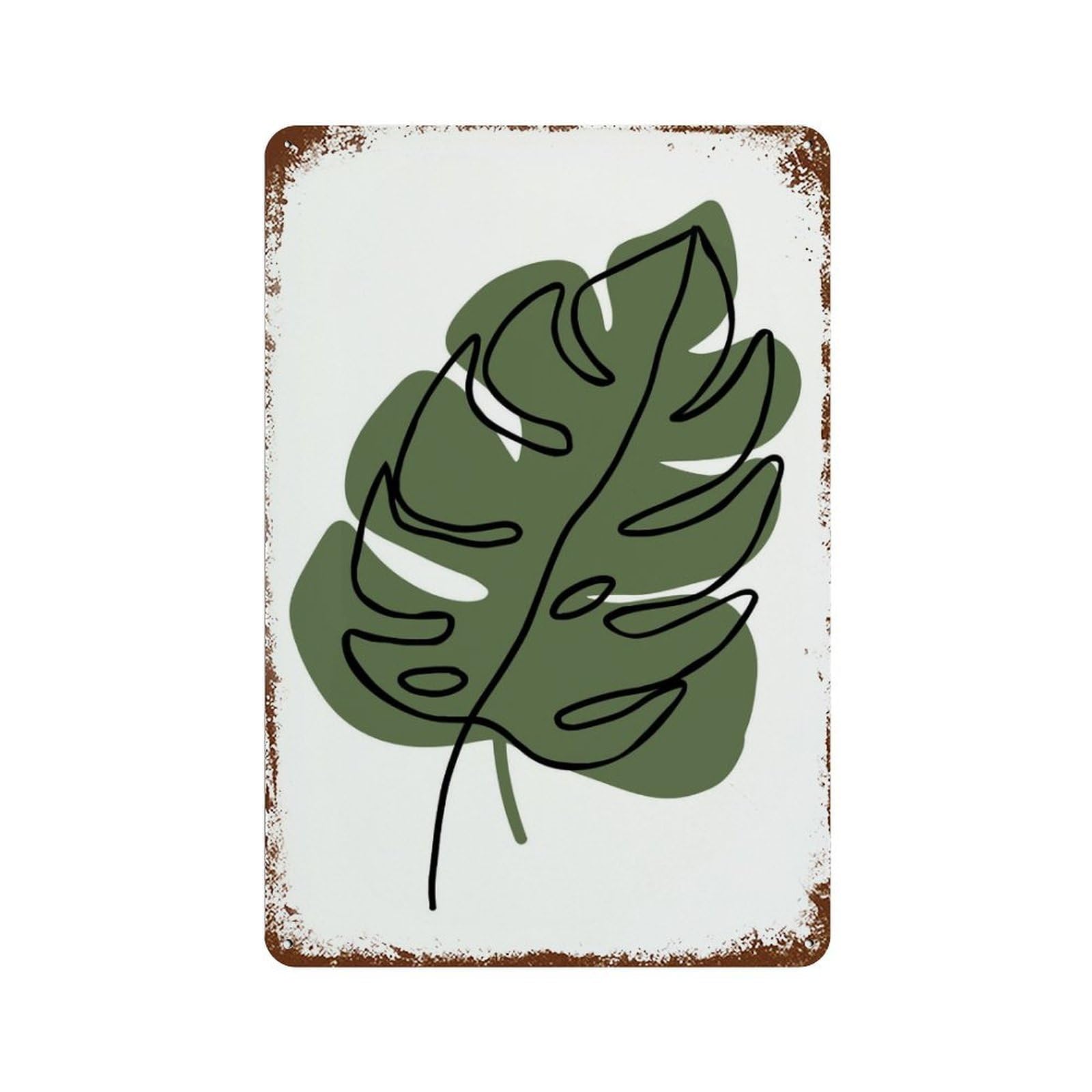 xiaoxiaoshen Monstera Leaf Wall Decor Art Metal Tin Poster Modern Home Decor Art Home Bar Shop Decorations Vintage Sign 30x20cm