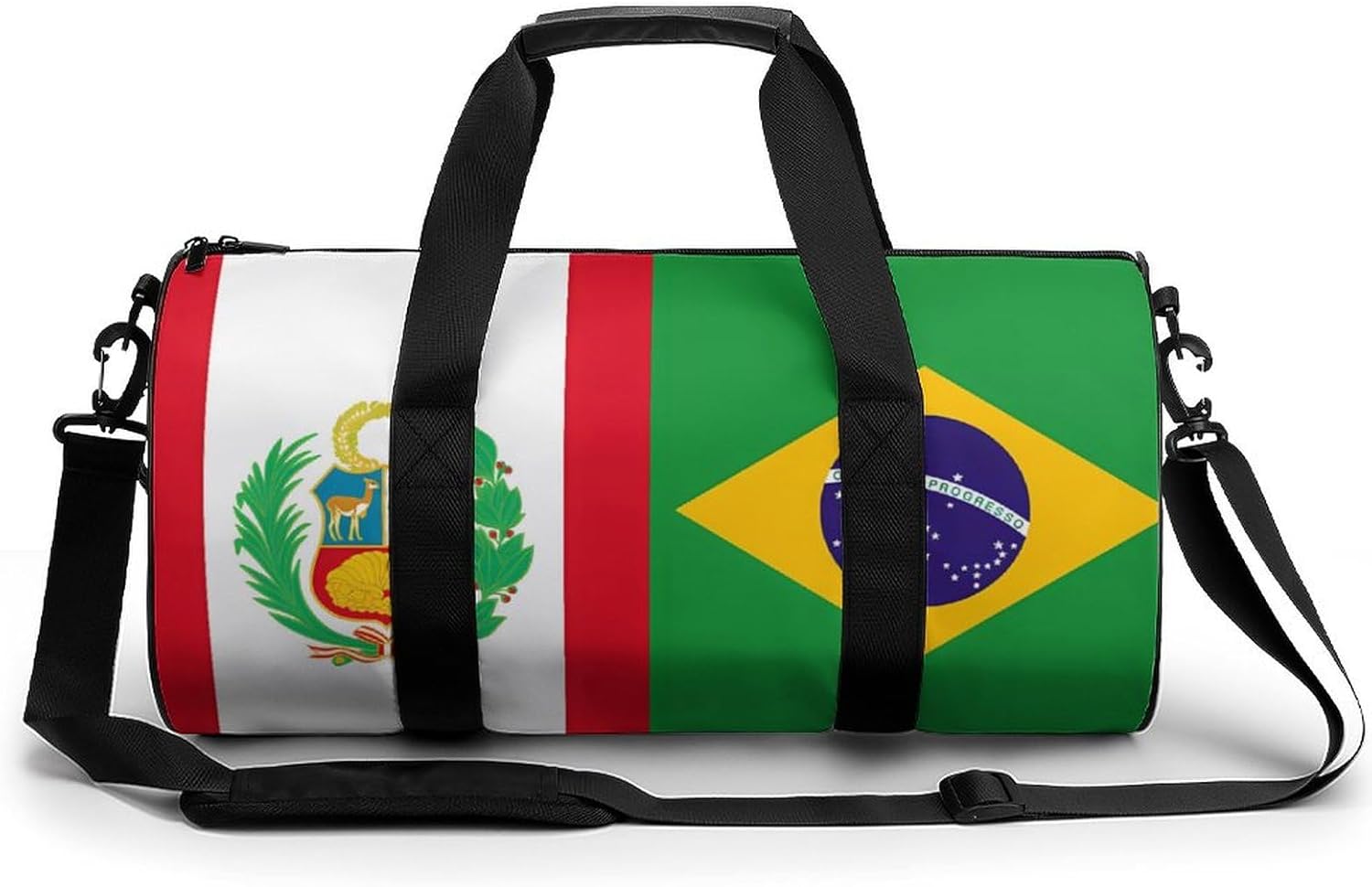 Spain Flag Peru State Flag Gym Sport Bag Travel Duffle Backpack Weekender Overnight with Shoes Compartment for Women Men