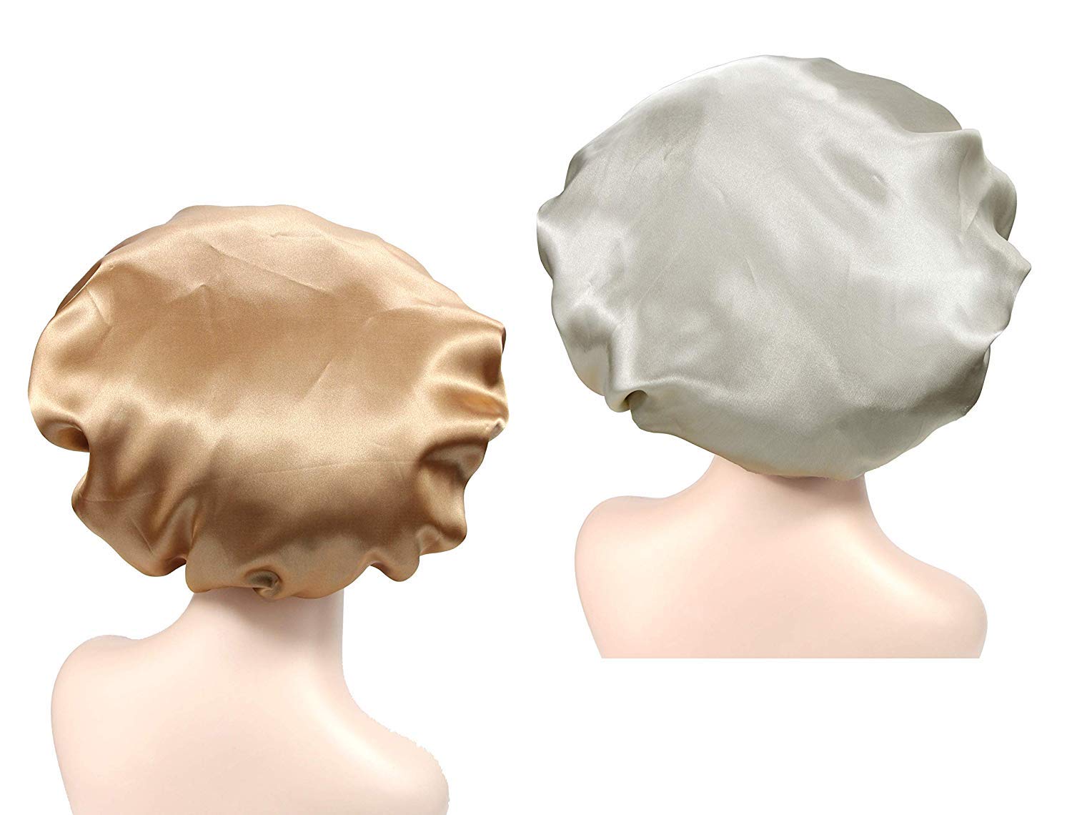 Dehman Adjustable Satin Sleep CAP Hair Bonnet Double Layered Reversible for Women Protective Sleep Hairstyles (CHAMPAGNE - BEIGI) 2