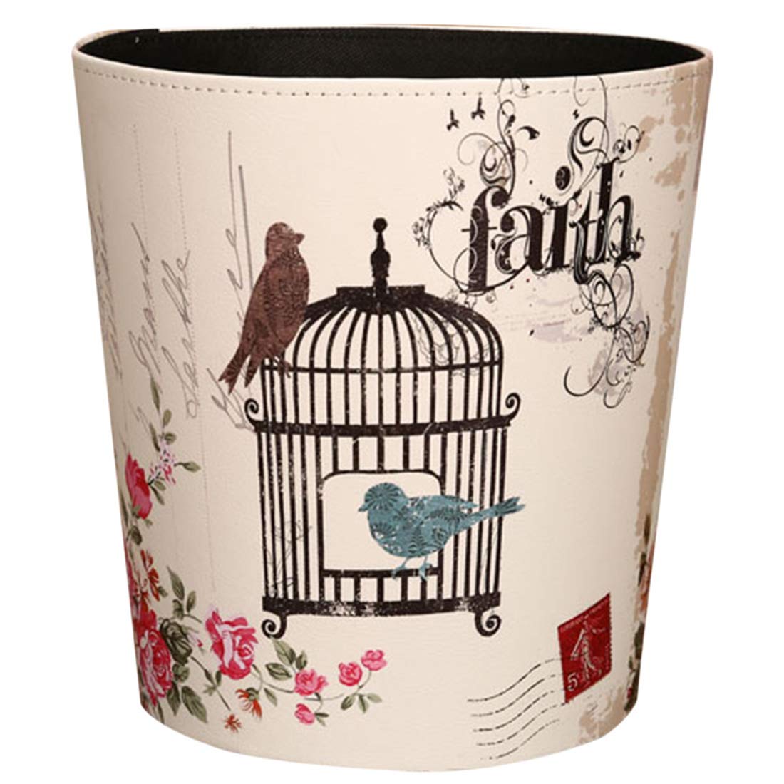 GODNECE10L Waterproof Vintage Waste Paper Basket Leather Waste Paper Bin Kids For Bedroom Office, Hotels