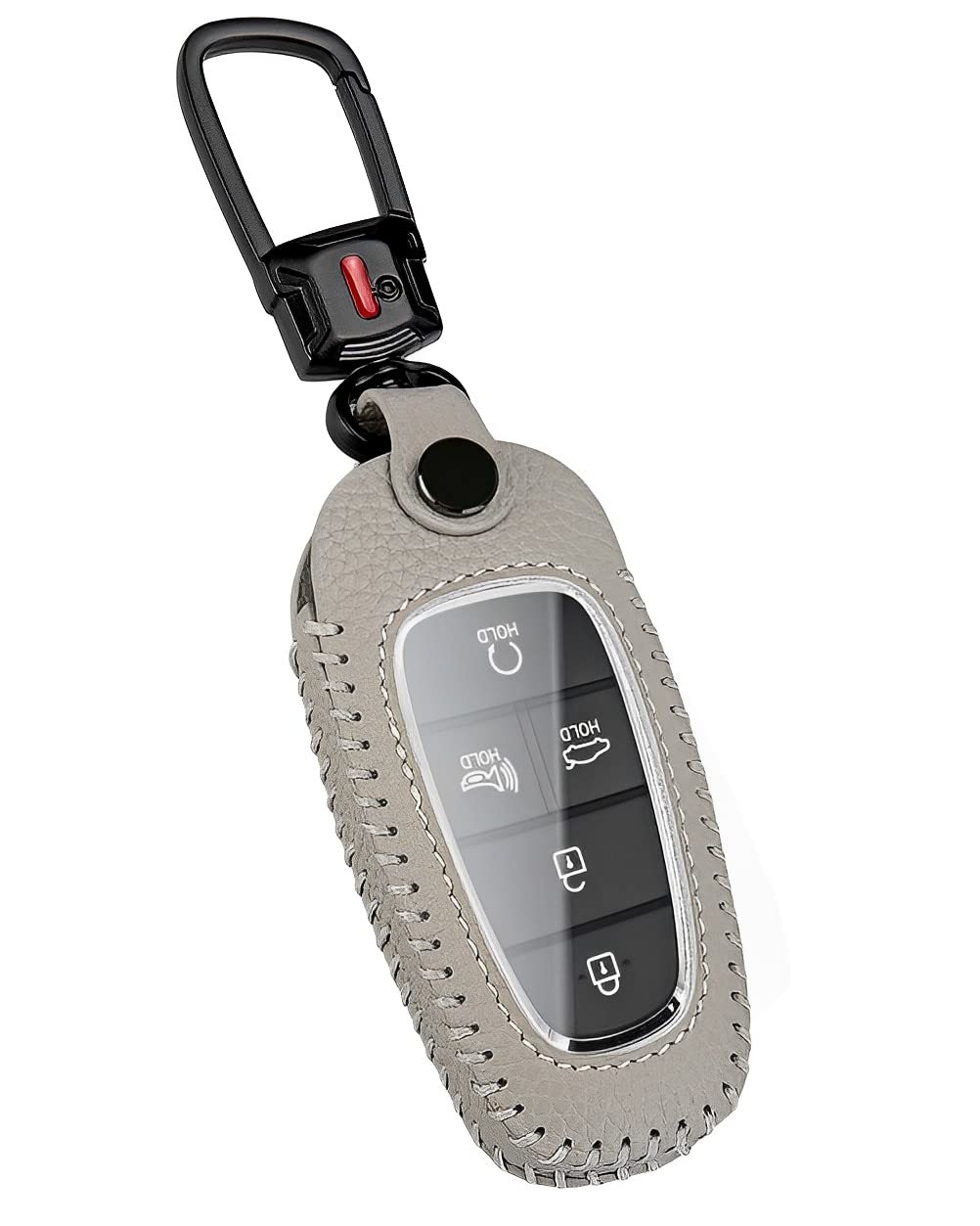 for Hyundai Key Fob Cover with Keychain Leather Car Key Holder Protector Remote Case Compatible for Sonata Santa fe Tucson NX4 Palisade 2020-2024 (Gray)