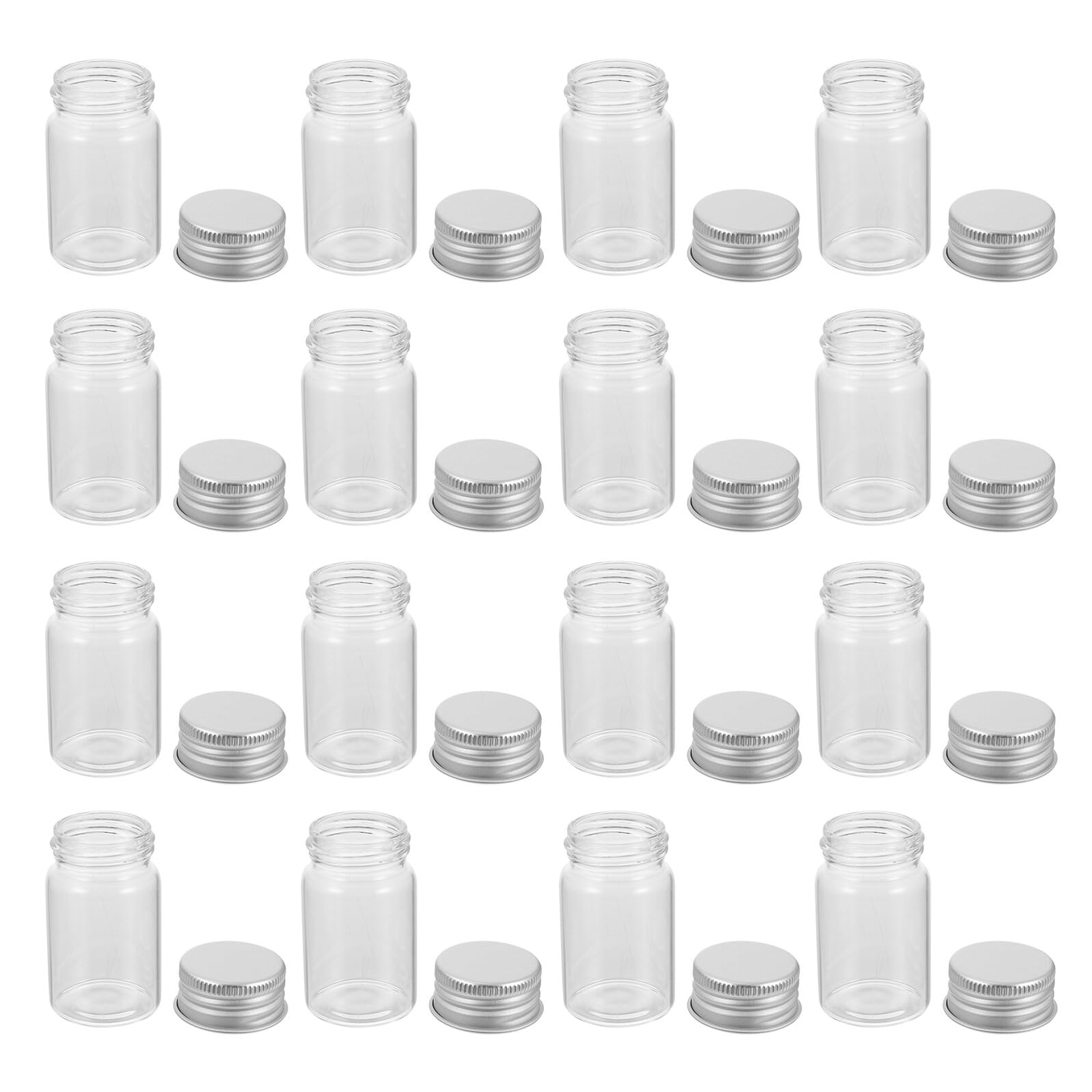 DOITOOL 50piezas Botellas de Vidrio Transparentes Frascos de Muestra para Experimentos con Tapas de Aluminio para Laboratorio