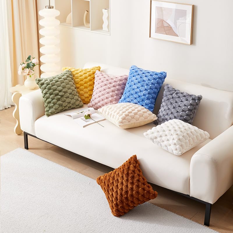 Housse de coussin 45x45 peluche bleu sarcelle deco canapé lit salon - 7